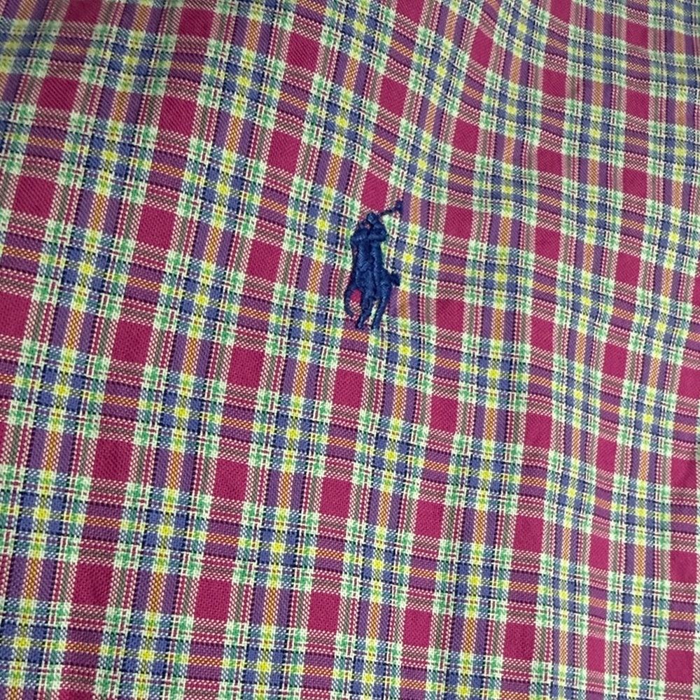 Ralph Lauren Men’s Spring Pink Plaid Cotton Button Down Long Sleeve Shirt Medium